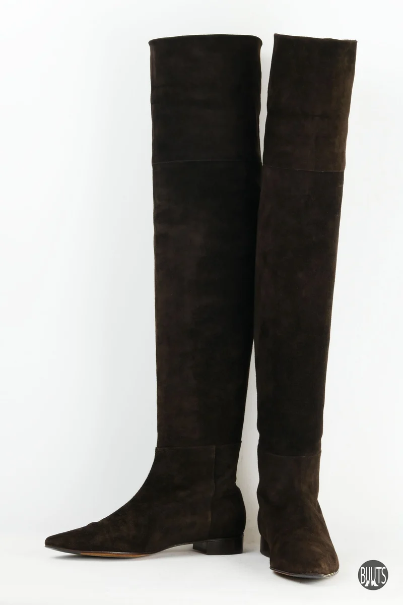 Overknees Wildleder dunkelbraun