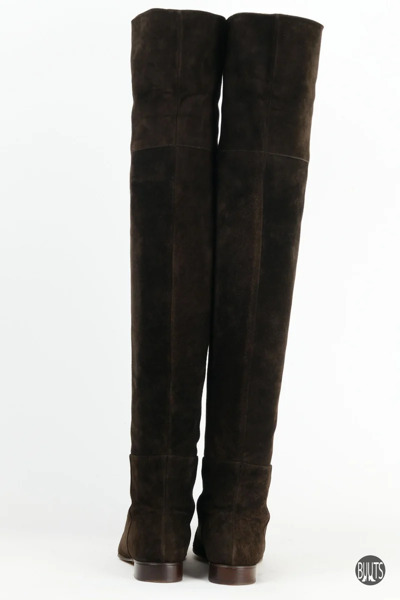 Overknees Wildleder dunkelbraun