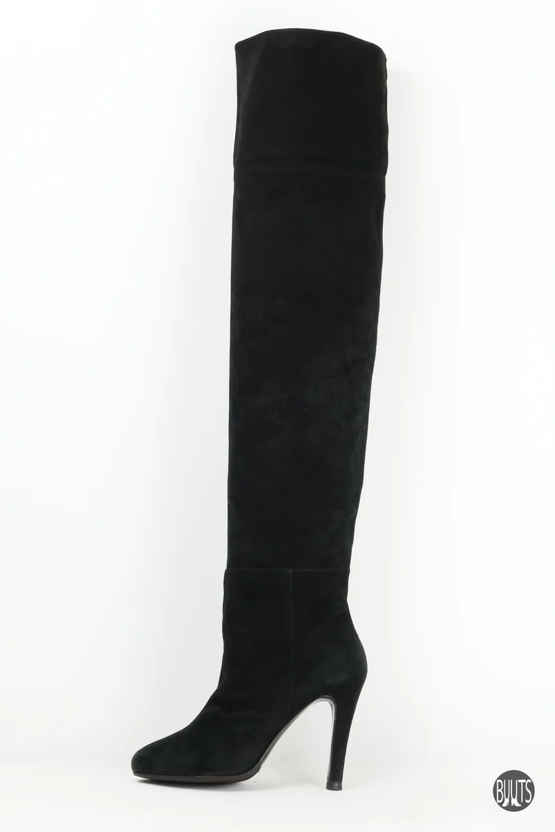 Overknees Wildleder schwarz