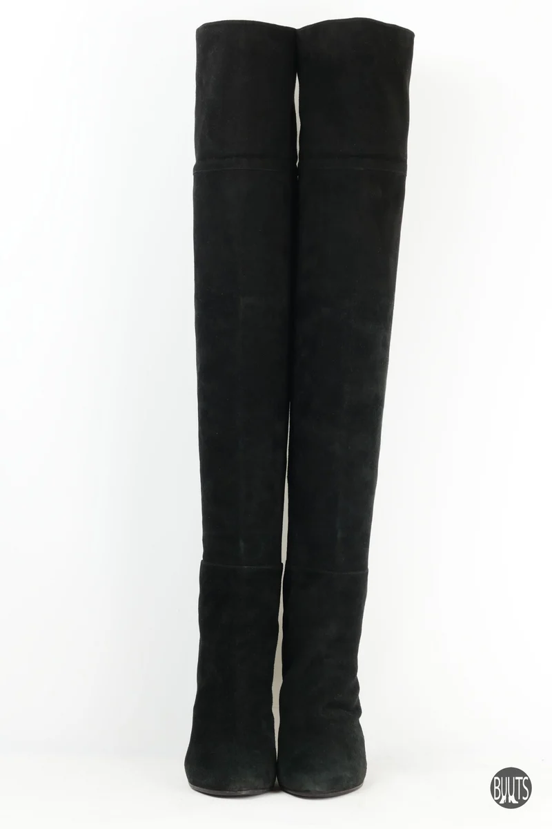 Overknees Wildleder schwarz