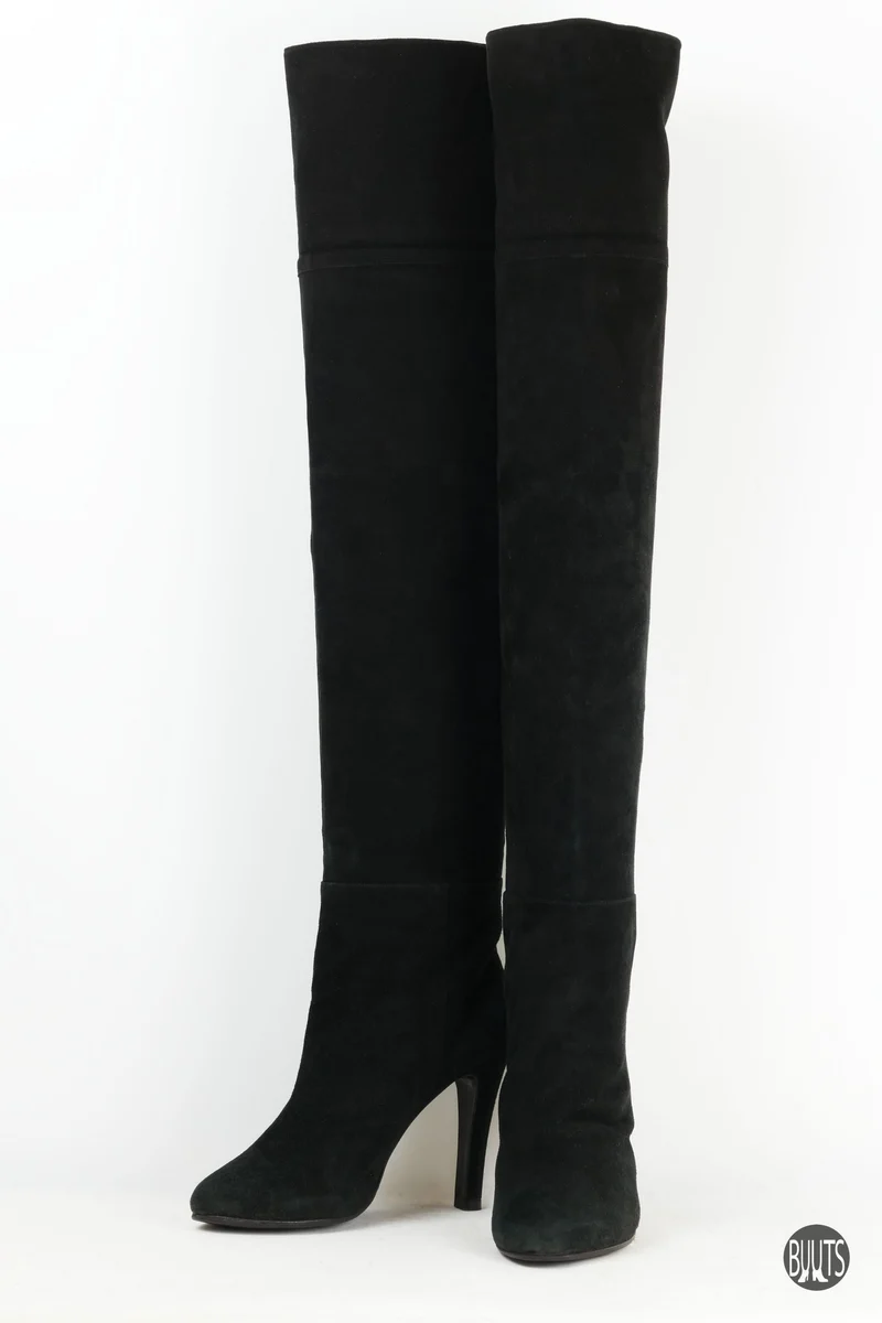 Overknees Wildleder schwarz