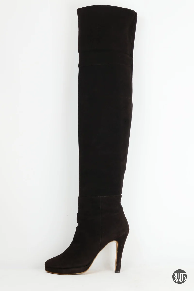 Overknees Wildleder dunkelbraun