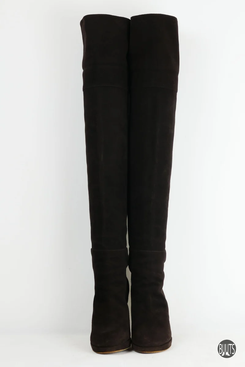 Overknees Wildleder dunkelbraun