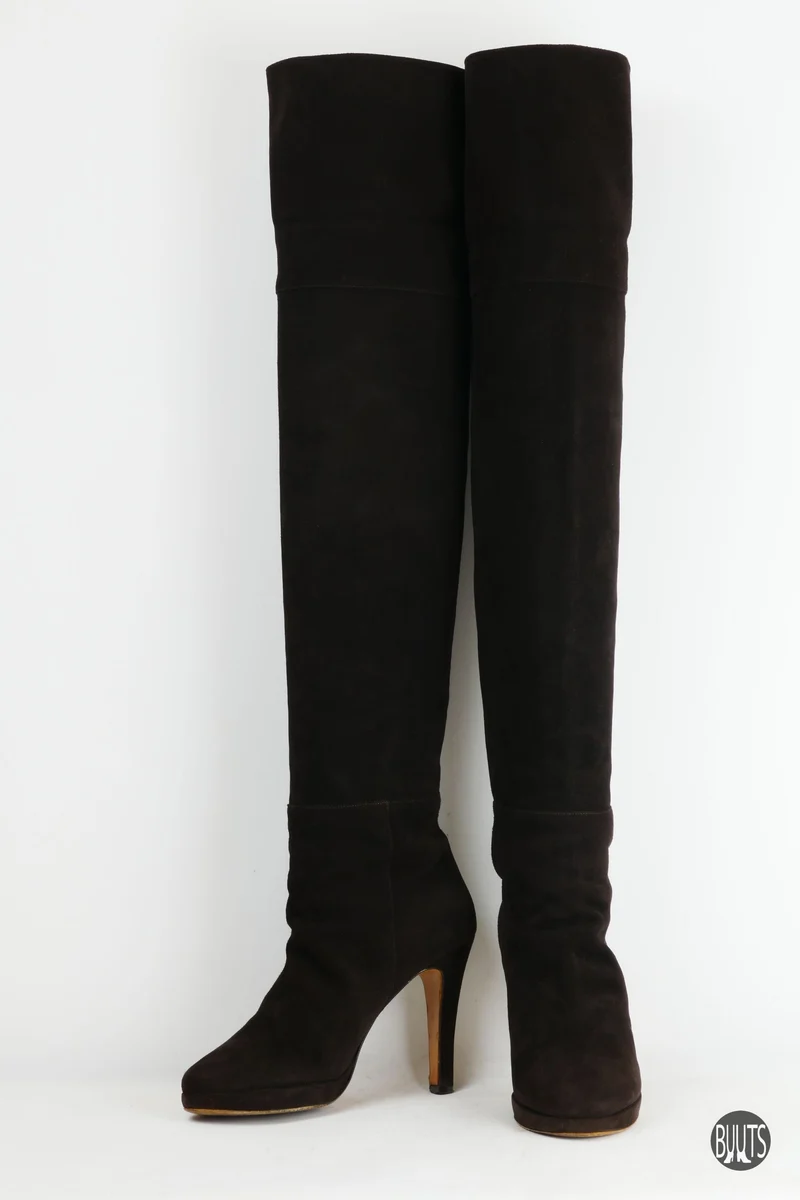 Overknees Wildleder dunkelbraun