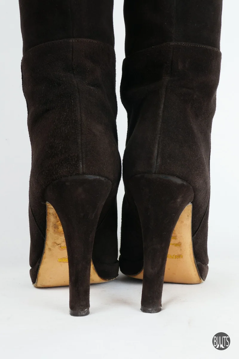 Overknees Wildleder dunkelbraun
