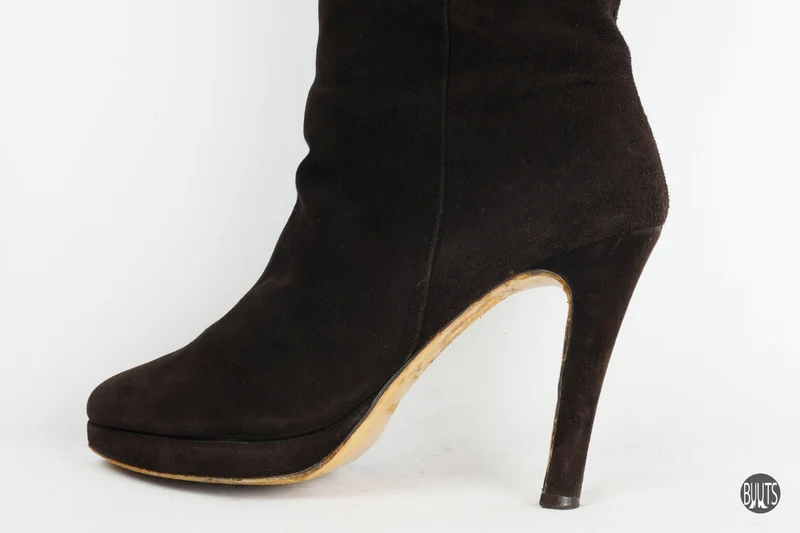 Overknees Wildleder dunkelbraun