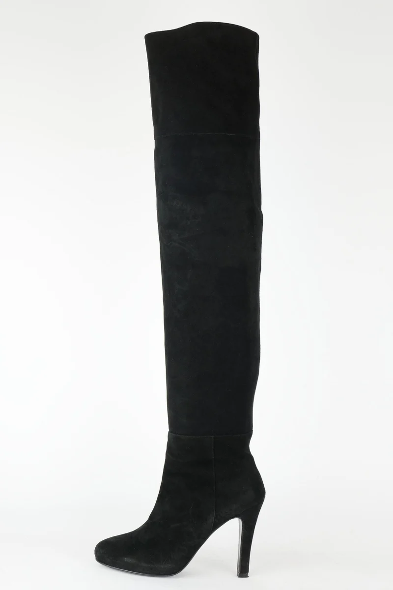 Overknees Wildleder schwarz