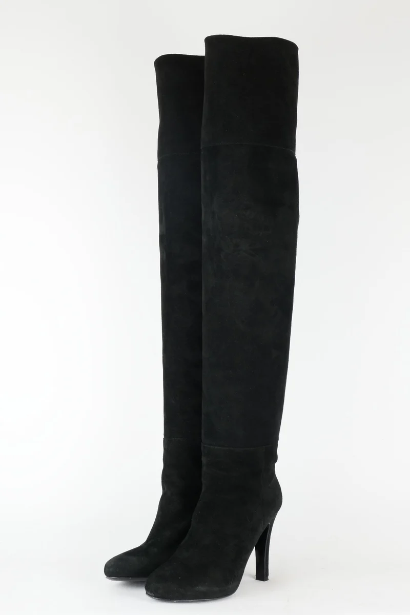 Overknees Wildleder schwarz