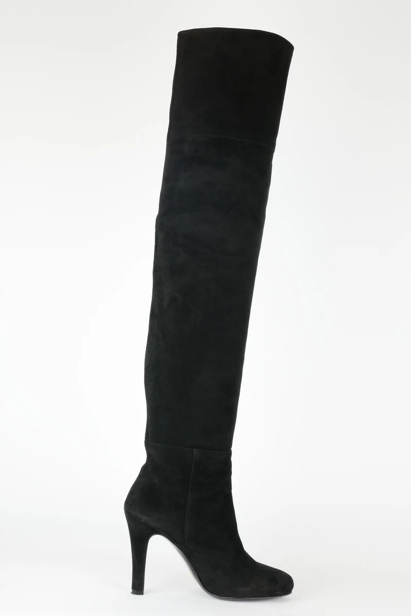 Overknees Wildleder schwarz