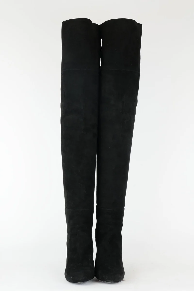 Overknees Wildleder schwarz