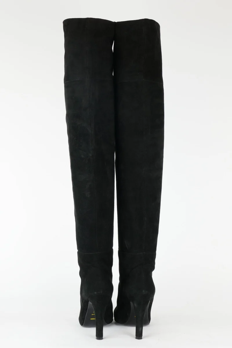 Overknees Wildleder schwarz