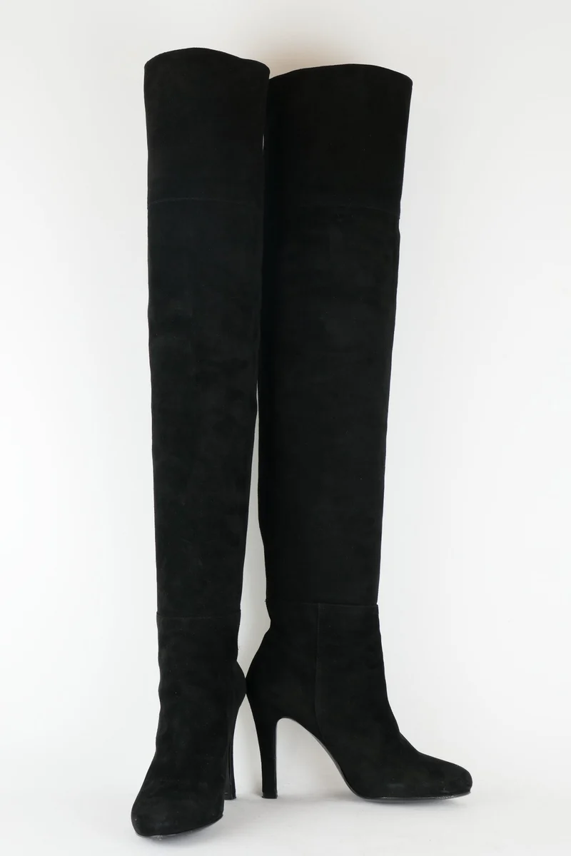Overknees Wildleder schwarz