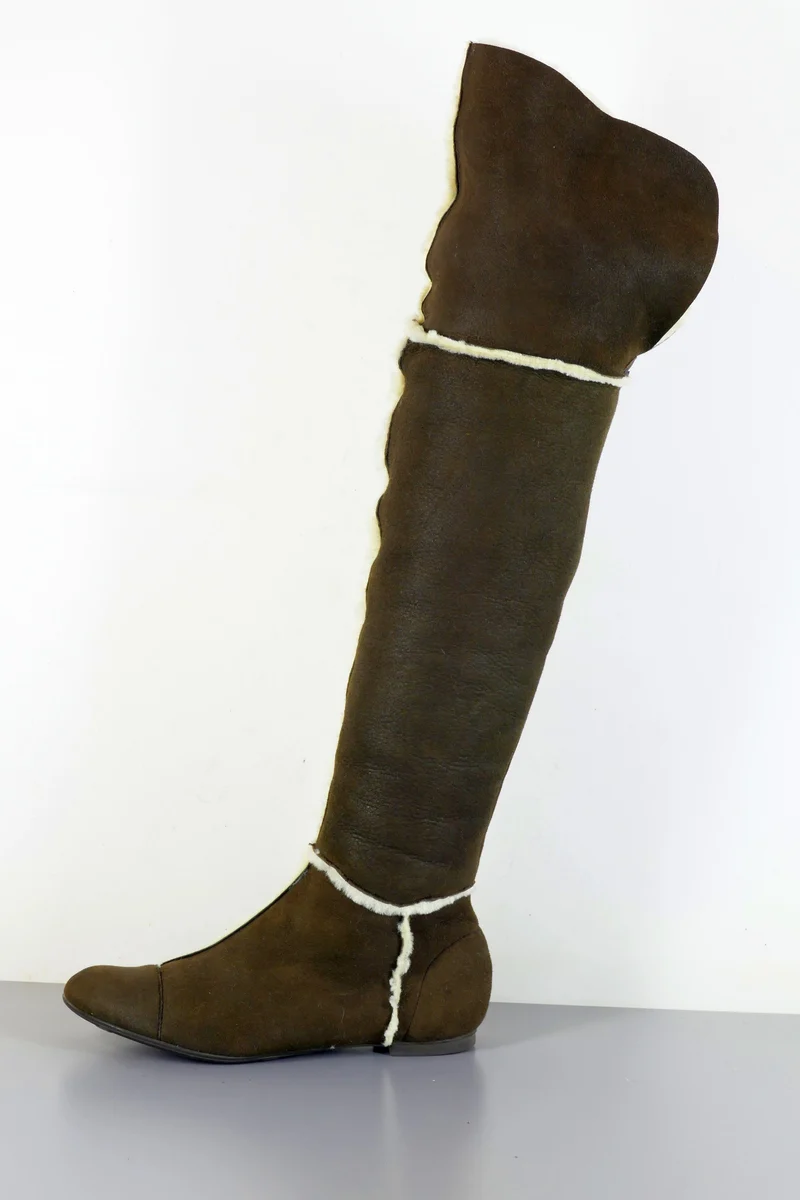 Overknees Wildleder dunkelbraun