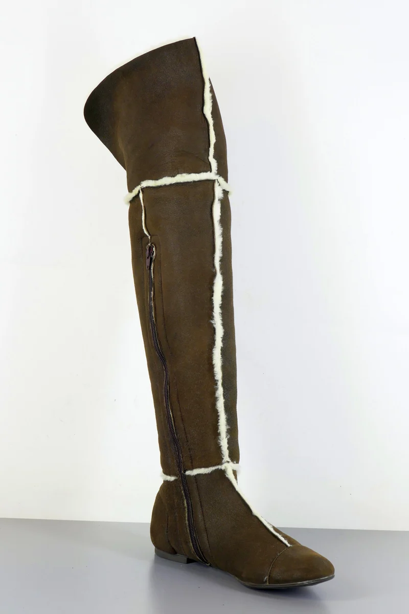 Overknees Wildleder dunkelbraun