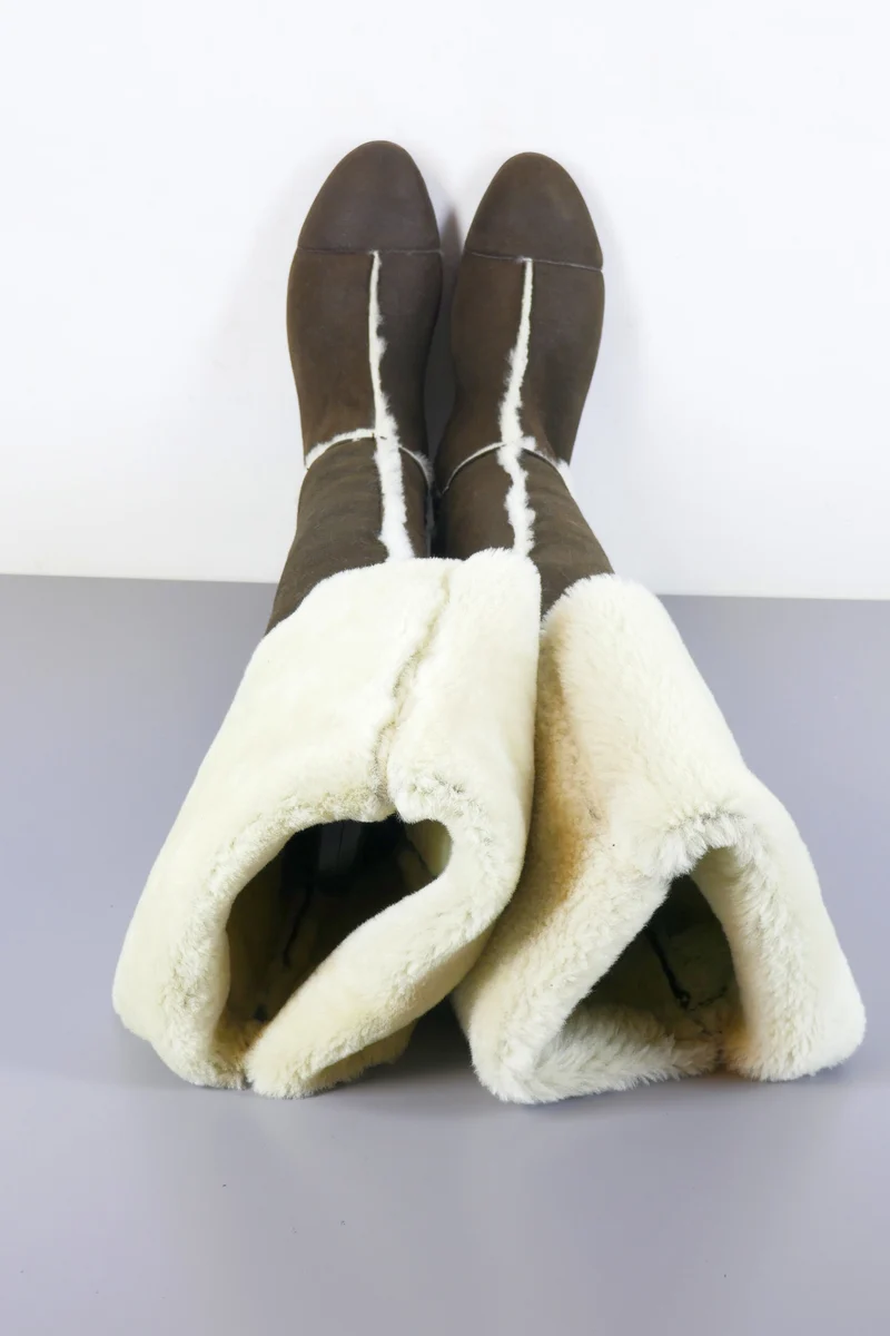 Overknees Wildleder dunkelbraun