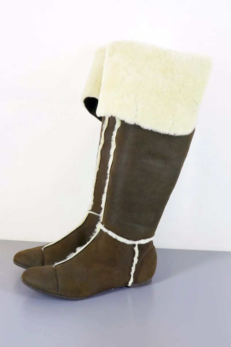 Overknees Wildleder dunkelbraun