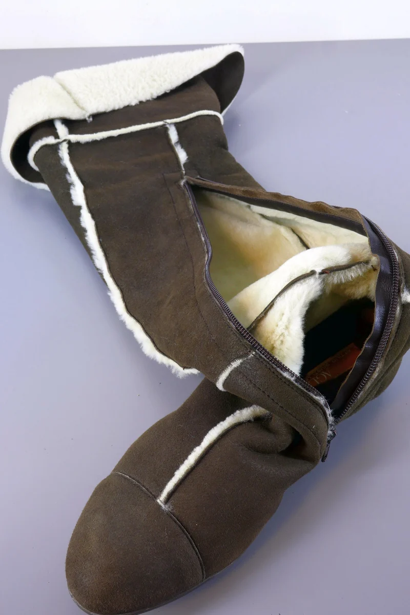 Overknees Wildleder dunkelbraun