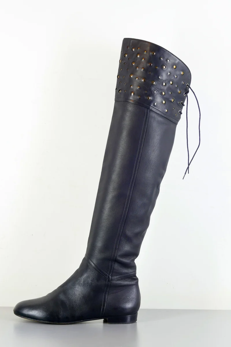 Overknees Leder schwarz