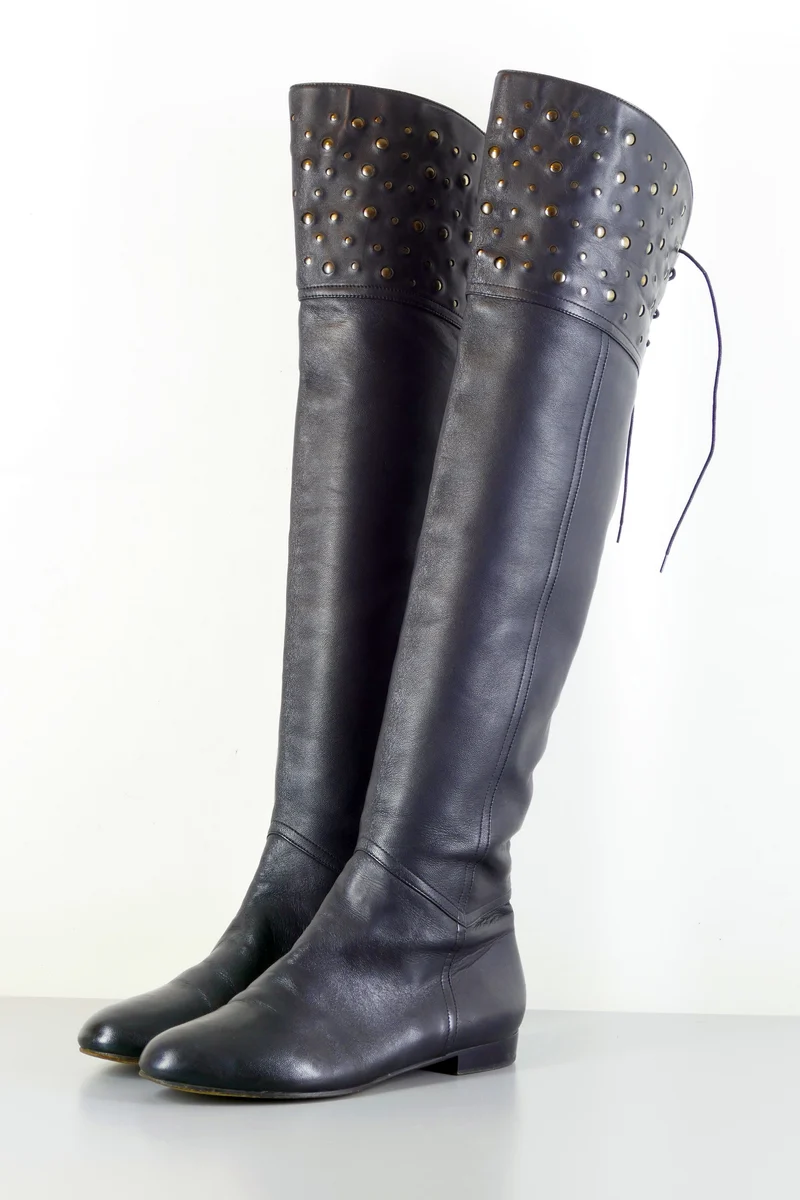 Overknees Leder schwarz
