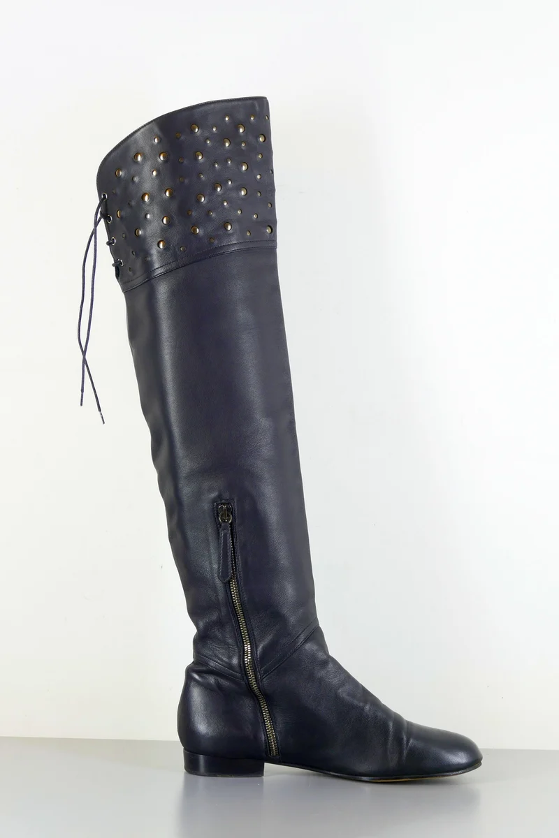 Overknees Leder schwarz