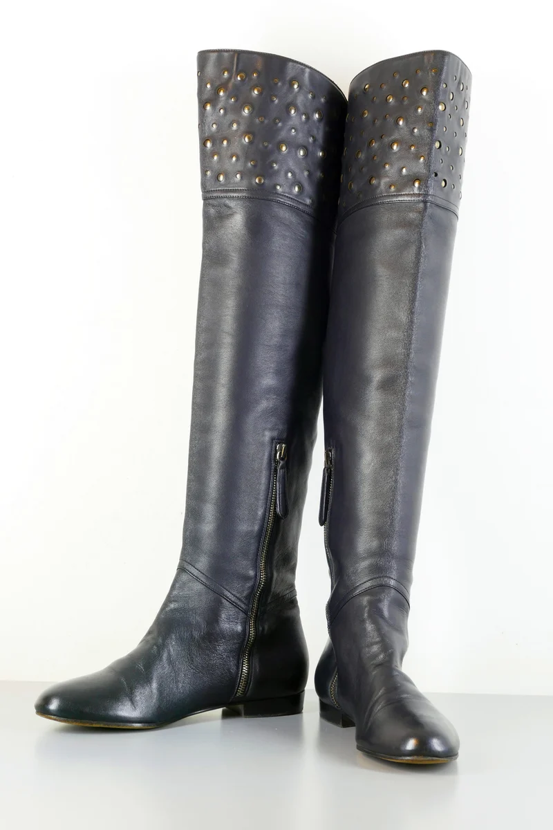 Overknees Leder schwarz