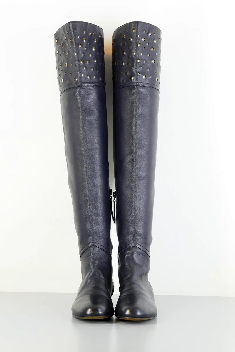 Overknees Leder schwarz
