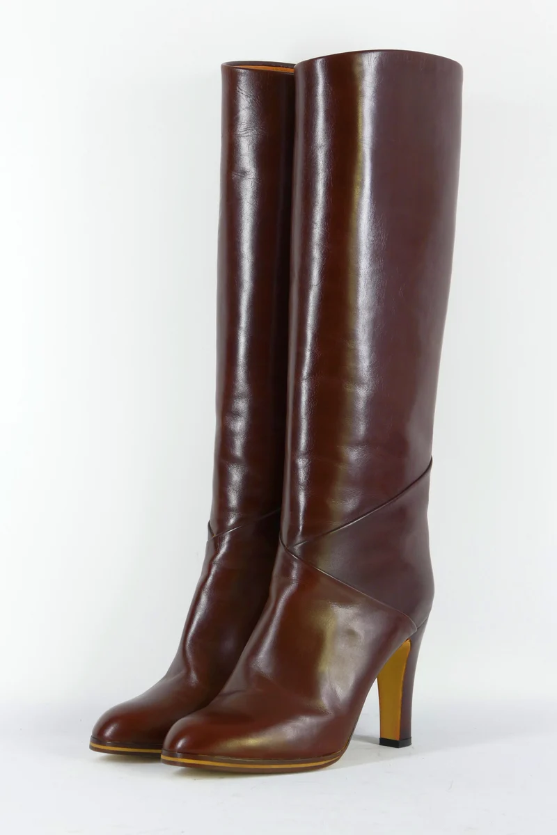 Vintage-Stiefel Leder kastanie