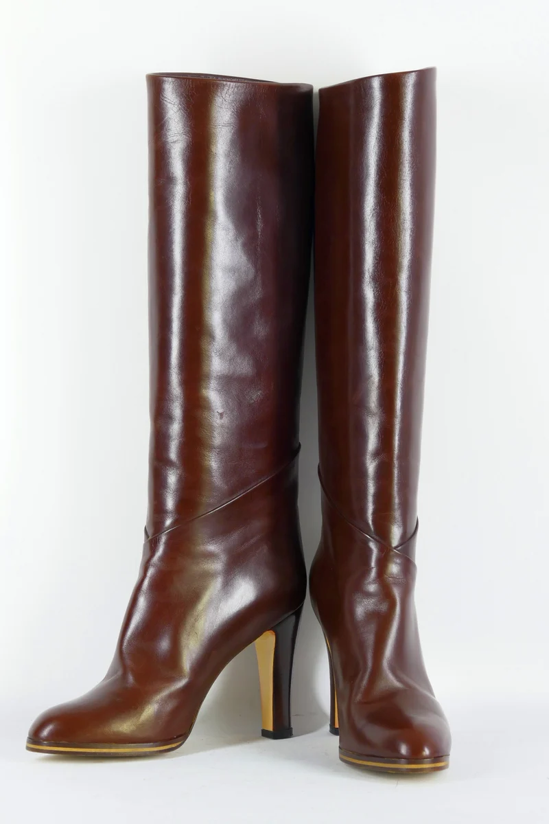 Vintage-Stiefel Leder kastanie