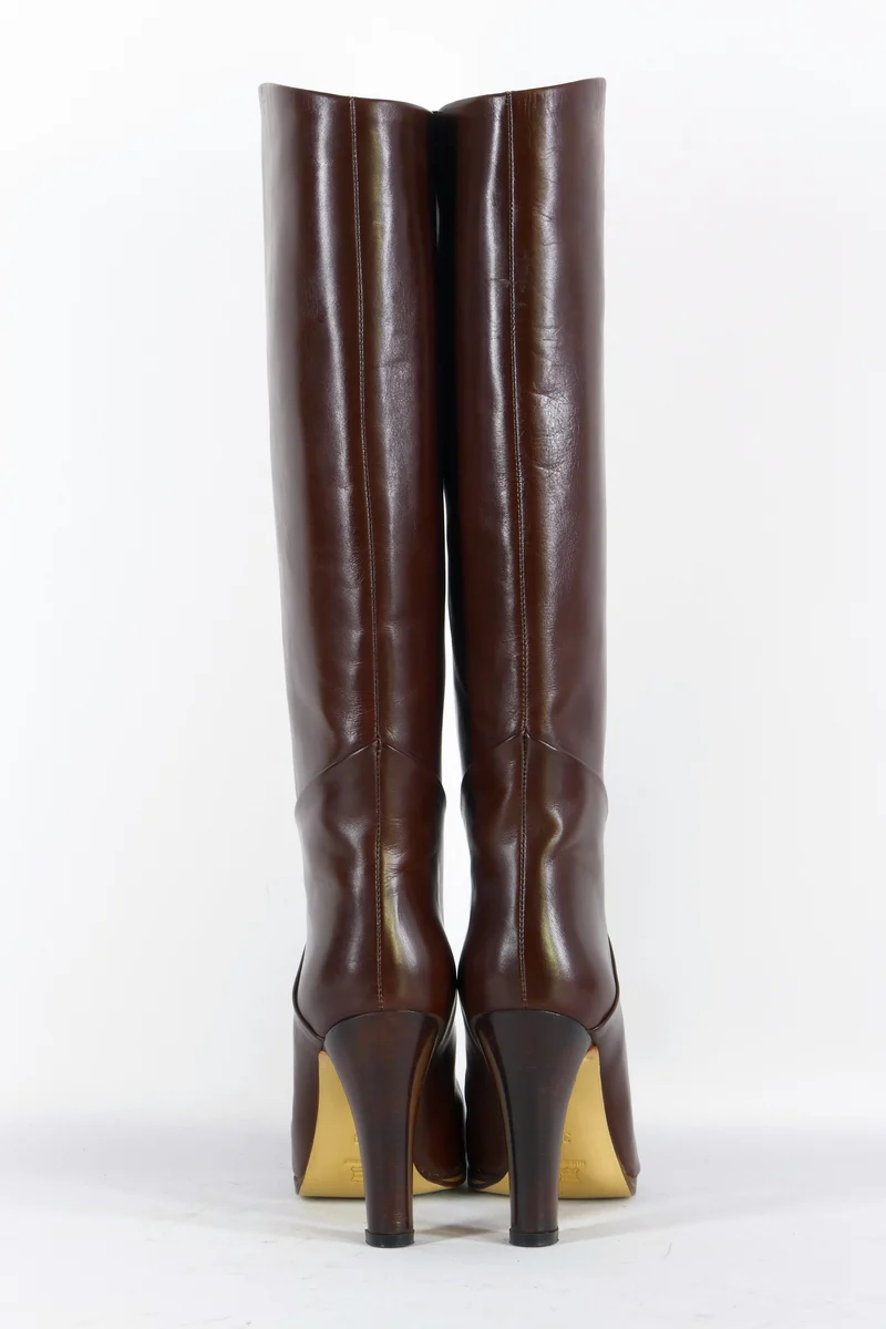 Vintage-Stiefel Leder kastanie