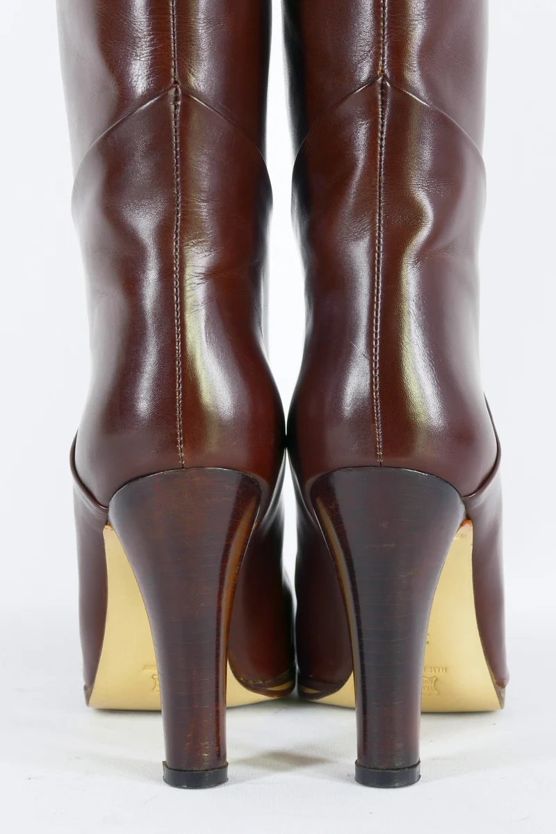 Vintage-Stiefel Leder kastanie
