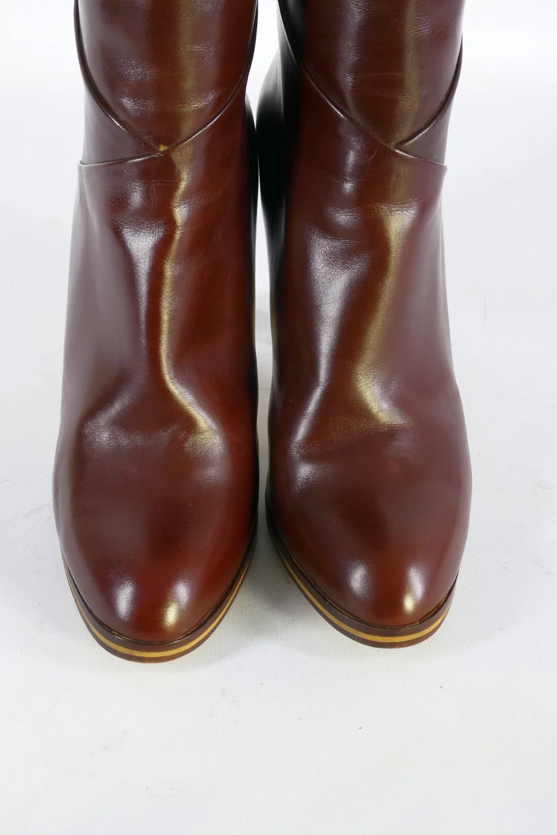 Vintage-Stiefel Leder kastanie
