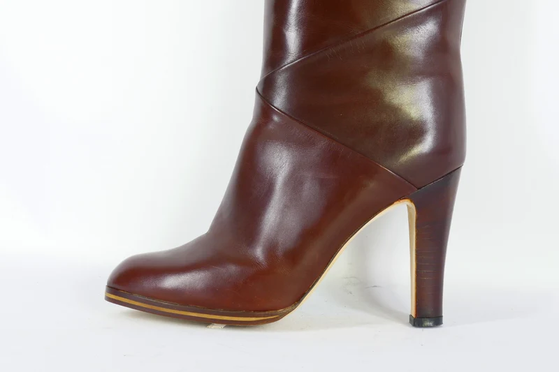 Vintage-Stiefel Leder kastanie