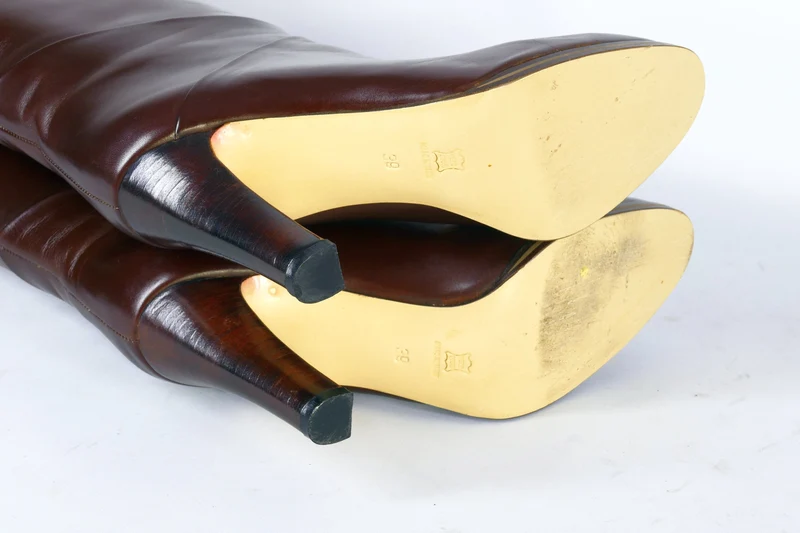 Vintage-Stiefel Leder kastanie