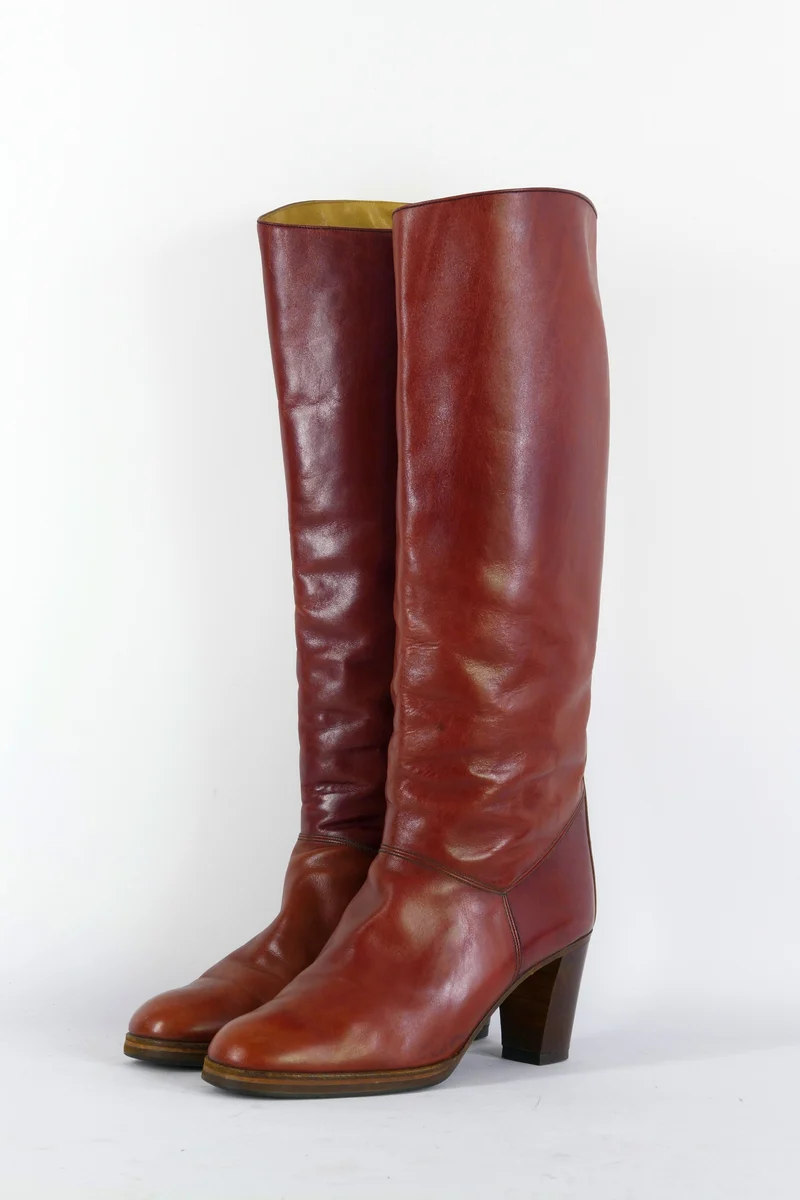 Vintage-Stiefel Leder bordeaux