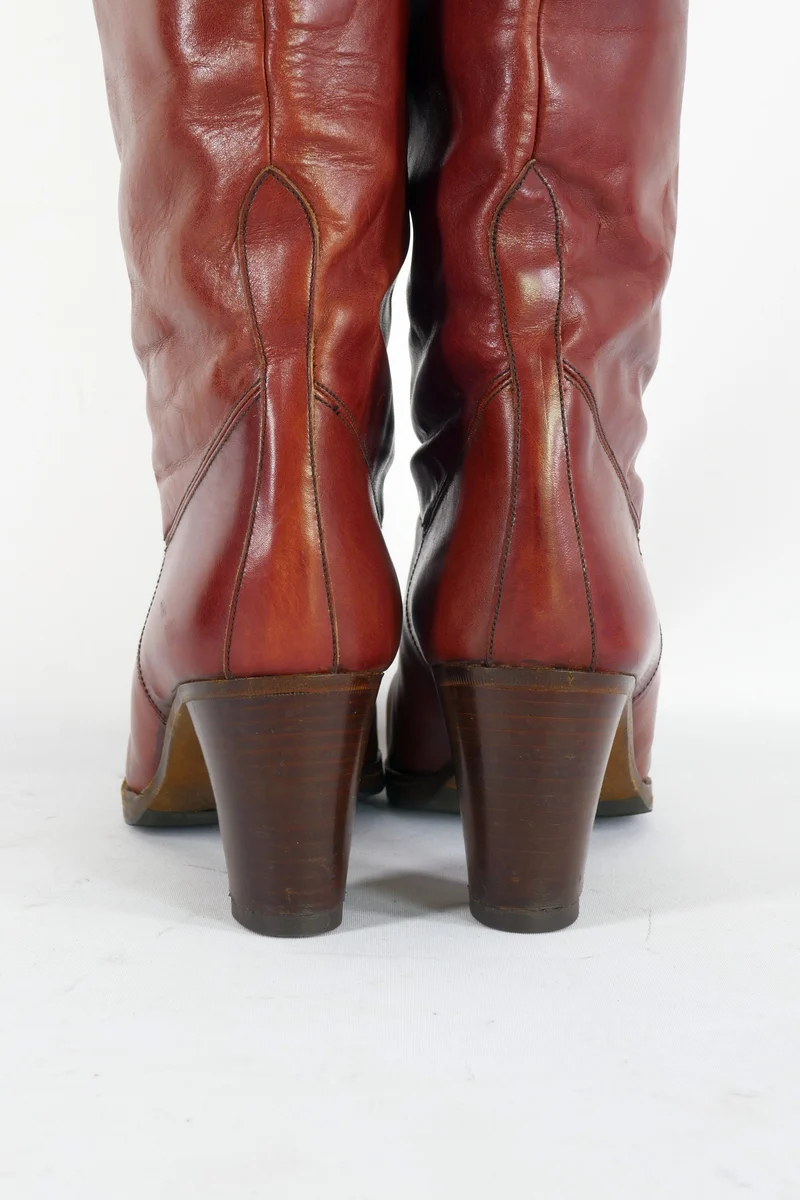 Vintage-Stiefel Leder bordeaux