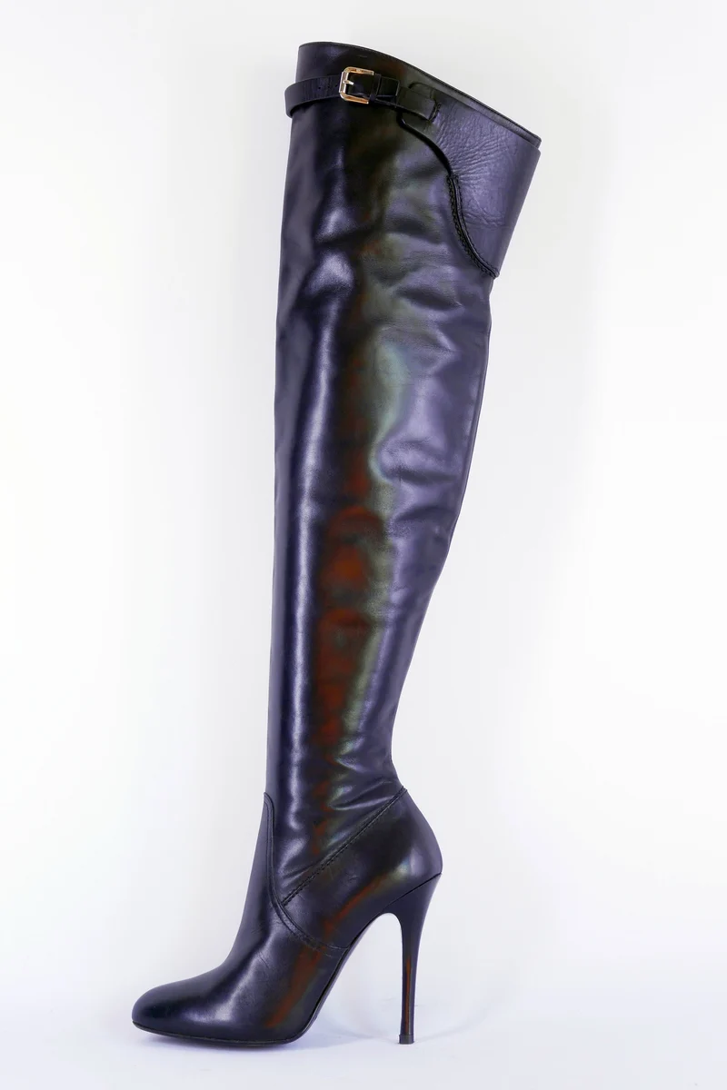 Overknees Leder schwarz