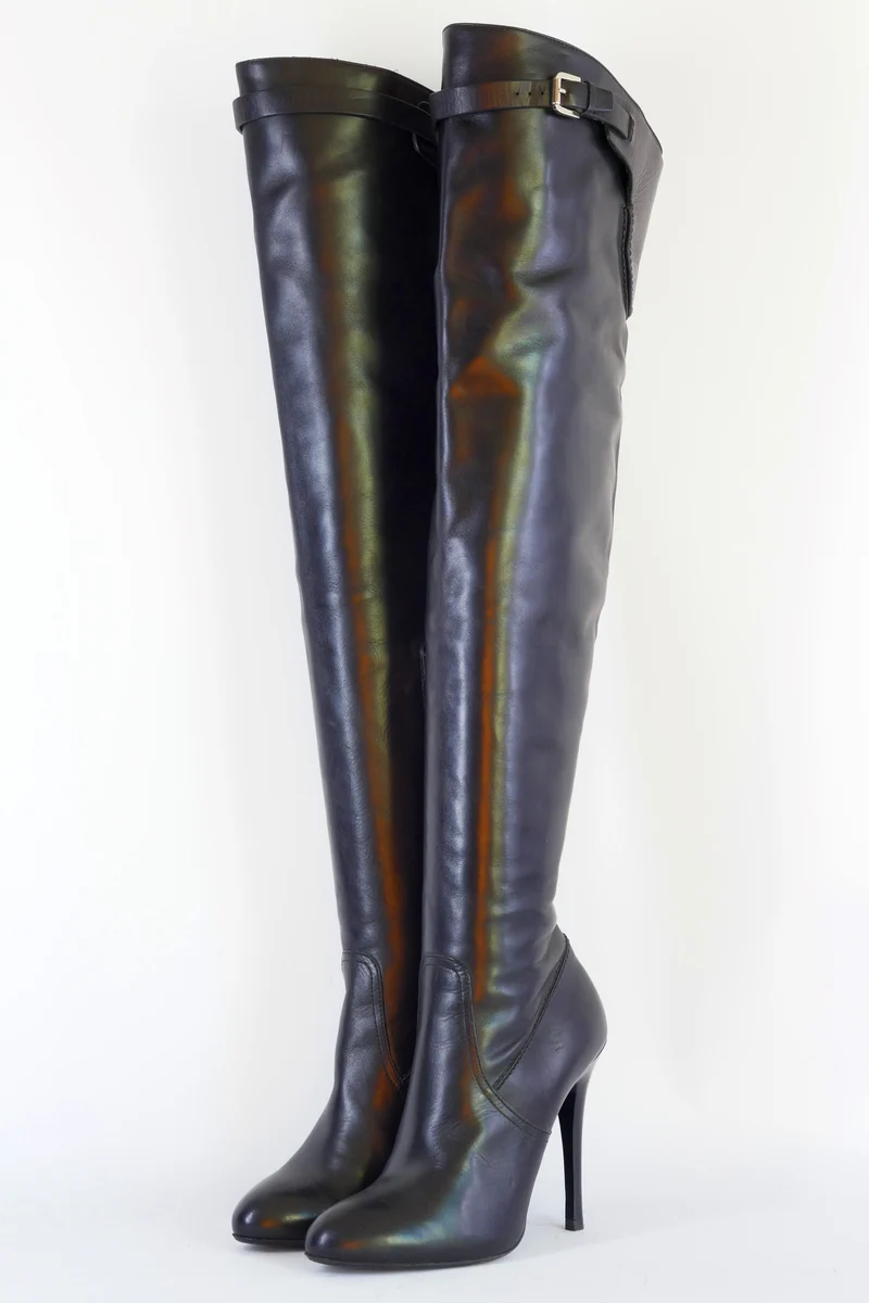 Overknees Leder schwarz