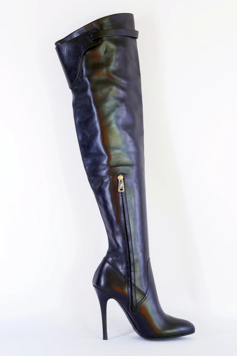 Overknees Leder schwarz