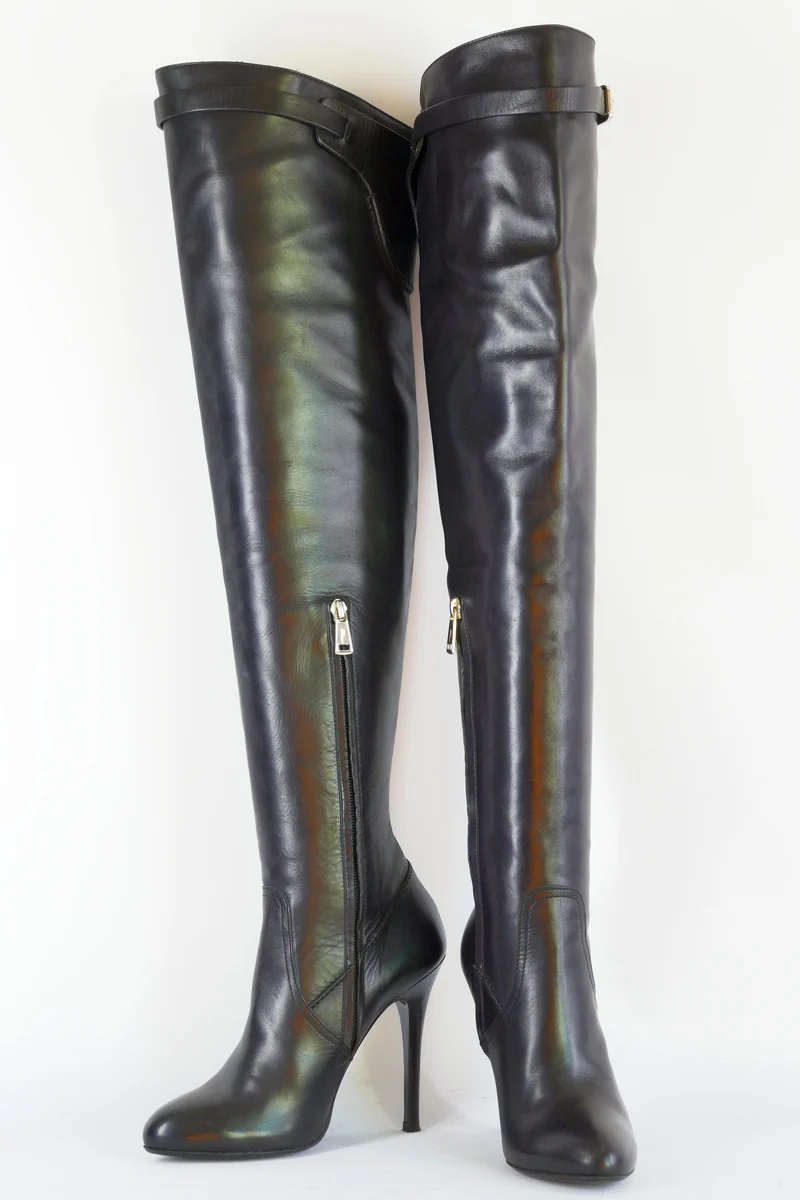 Overknees Leder schwarz