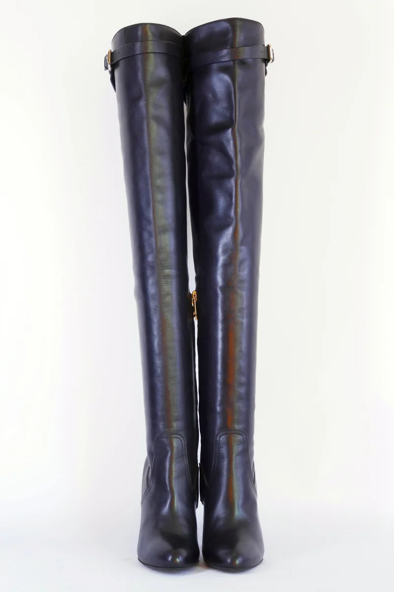 Overknees Leder schwarz
