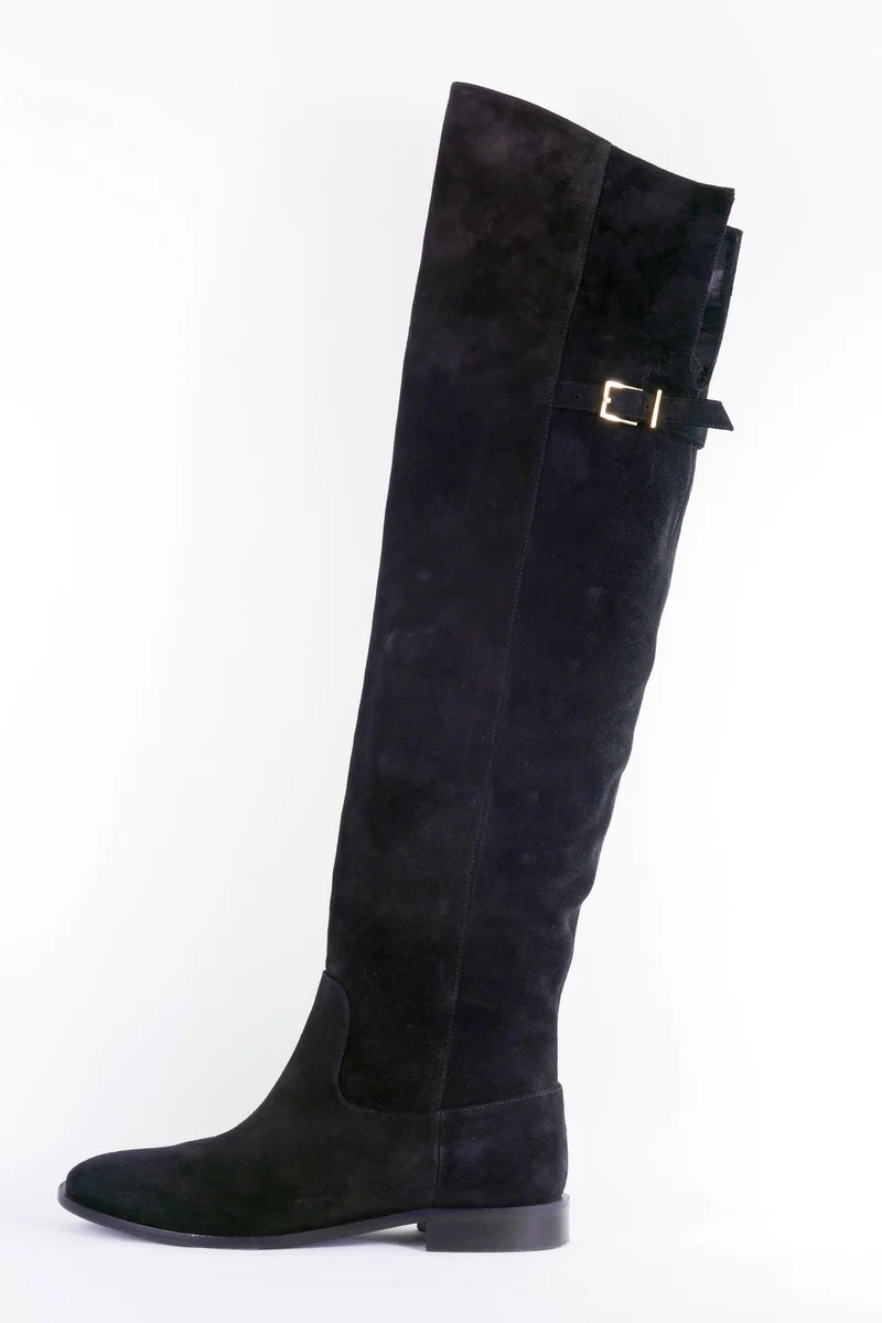 Overknees Wildleder schwarz