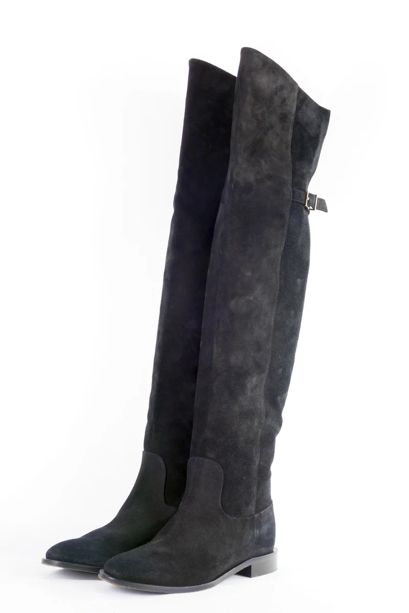 Overknees Wildleder schwarz