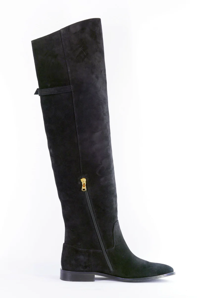 Overknees Wildleder schwarz