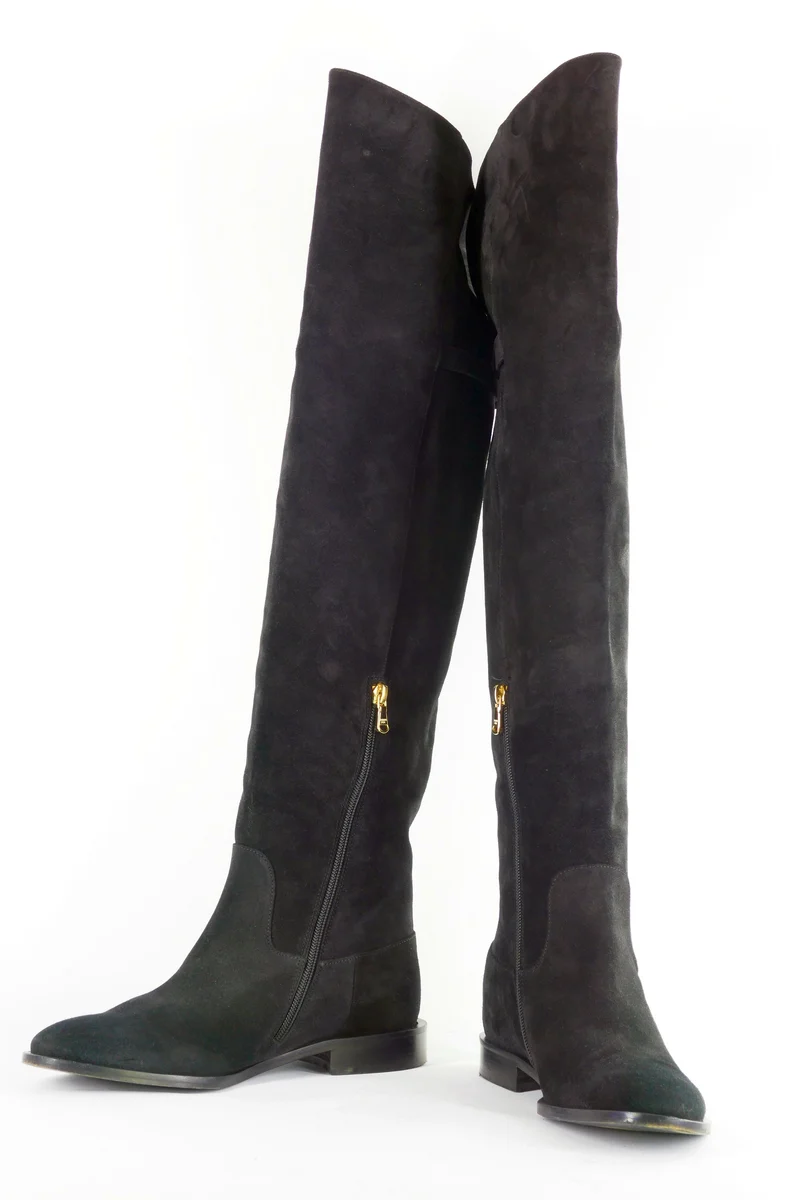 Overknees Wildleder schwarz