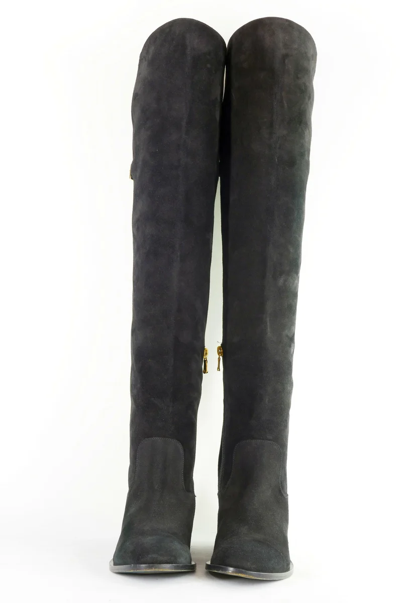 Overknees Wildleder schwarz