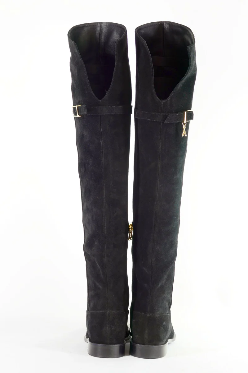 Overknees Wildleder schwarz