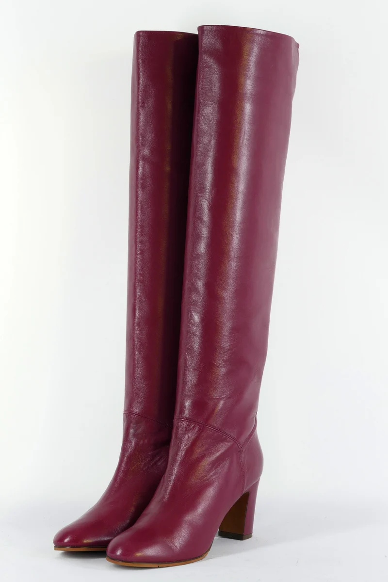 Hohe Stiefel Leder bordeaux