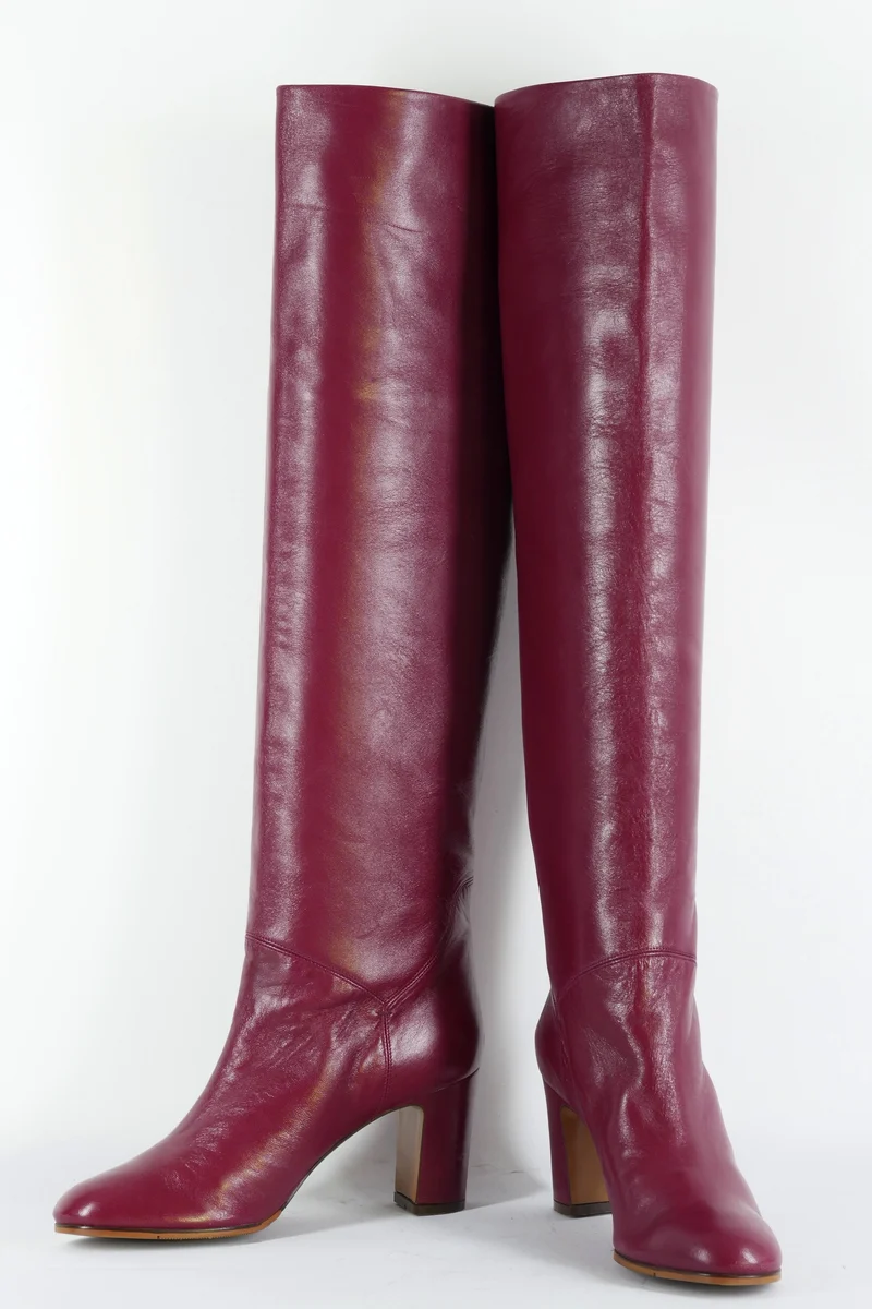 Hohe Stiefel Leder bordeaux