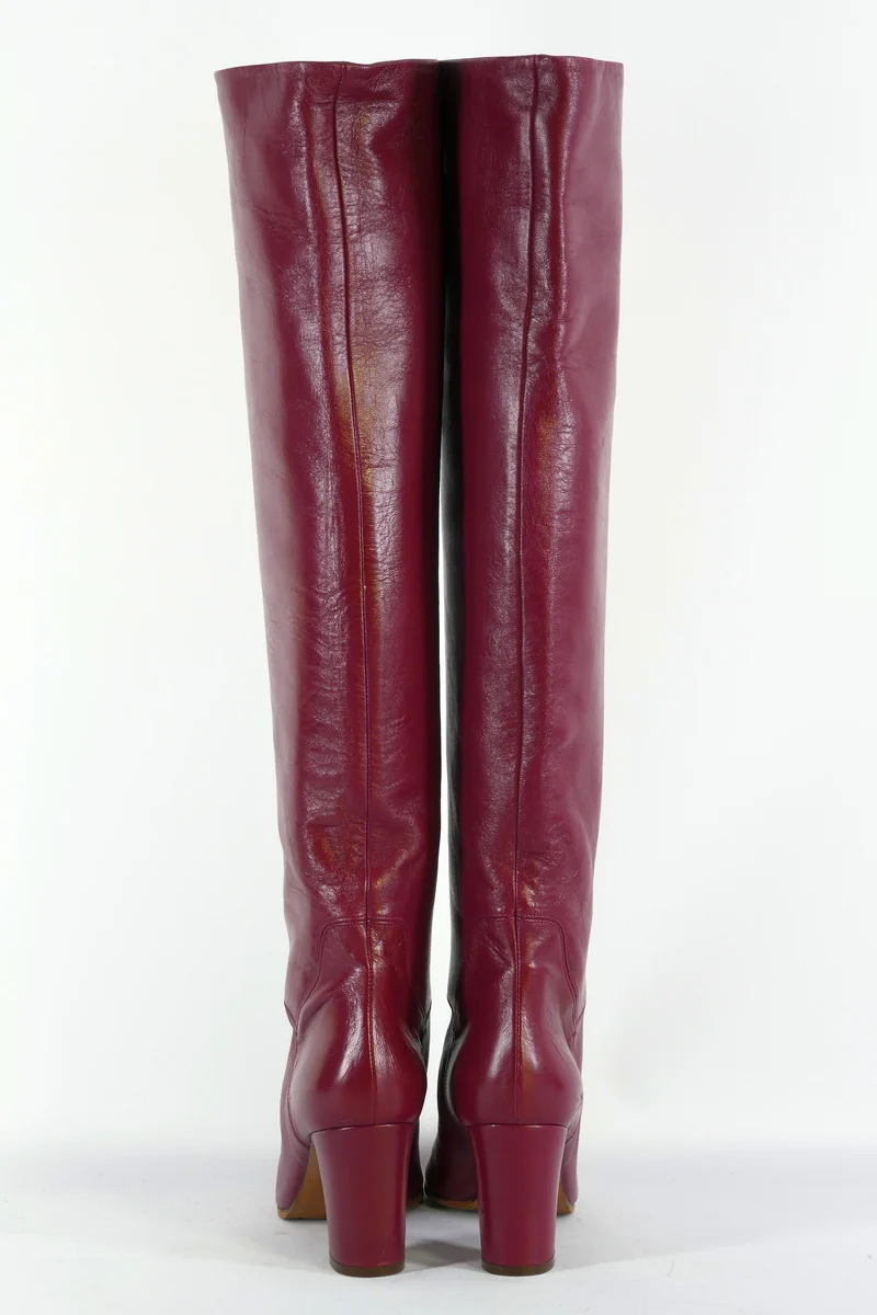 Hohe Stiefel Leder bordeaux