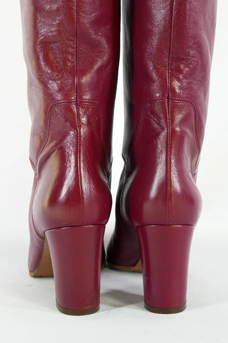 Hohe Stiefel Leder bordeaux